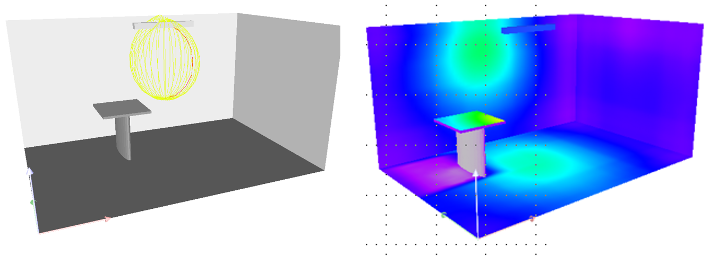 IESデータを用いた照明シミュレーションの図